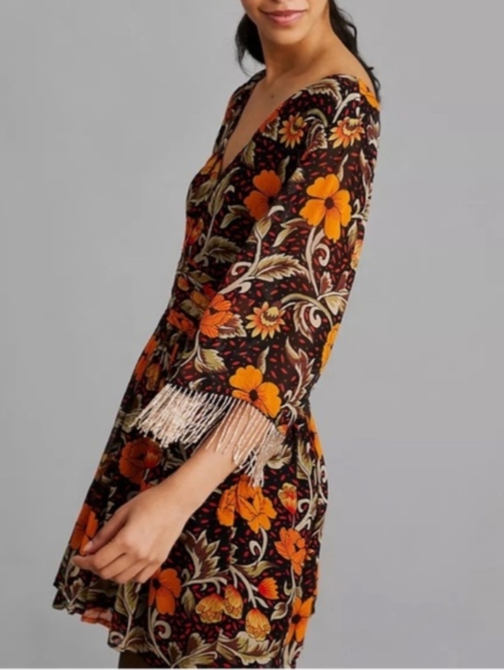 Anthropologie Verb by Pallavi Singhee Fringed Mini Dress size MP - Picture 6 of 13